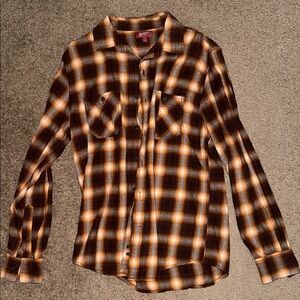 Arizona Jean Company Plaid Shirt in Brown and Orange